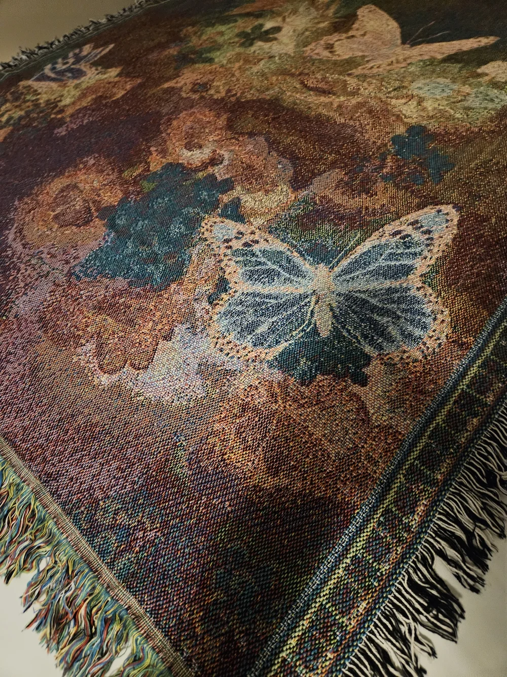 Lena Liu Butterfly Harmony & Flowers Tapestry Afghan Throw Blanket